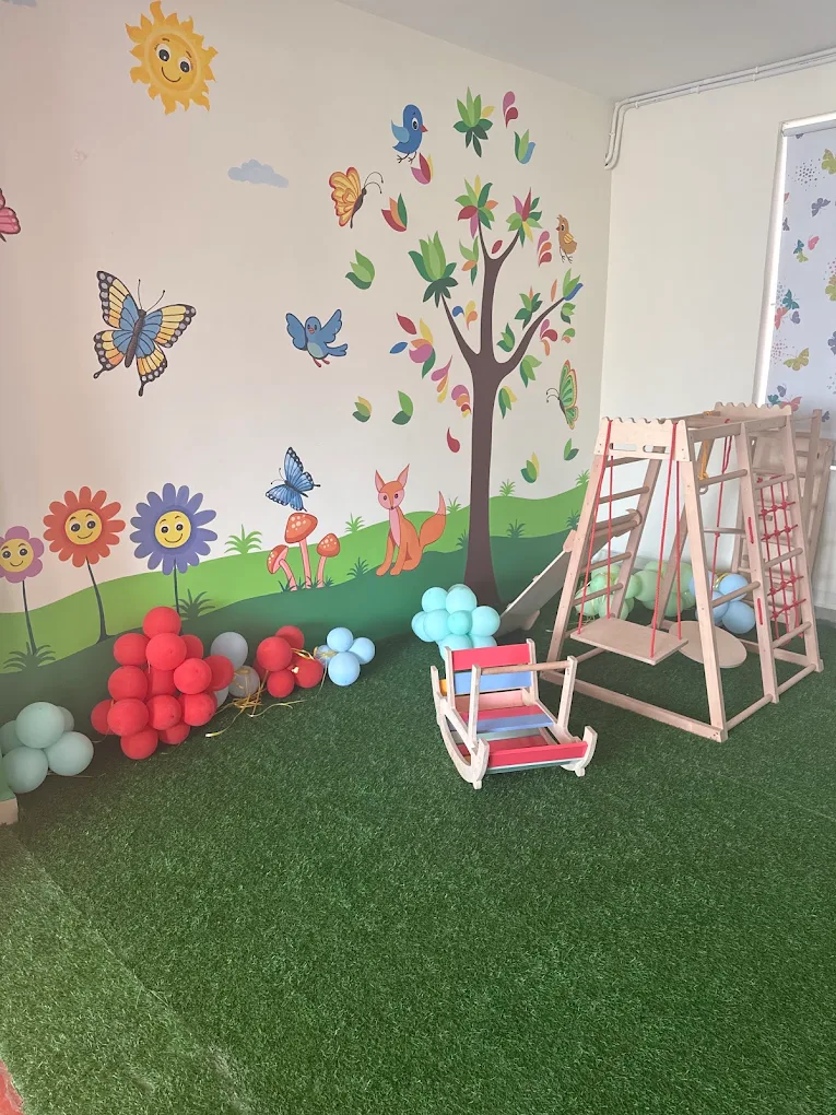 Play area with wall mural