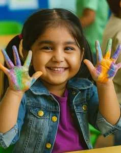 Child with painted hands