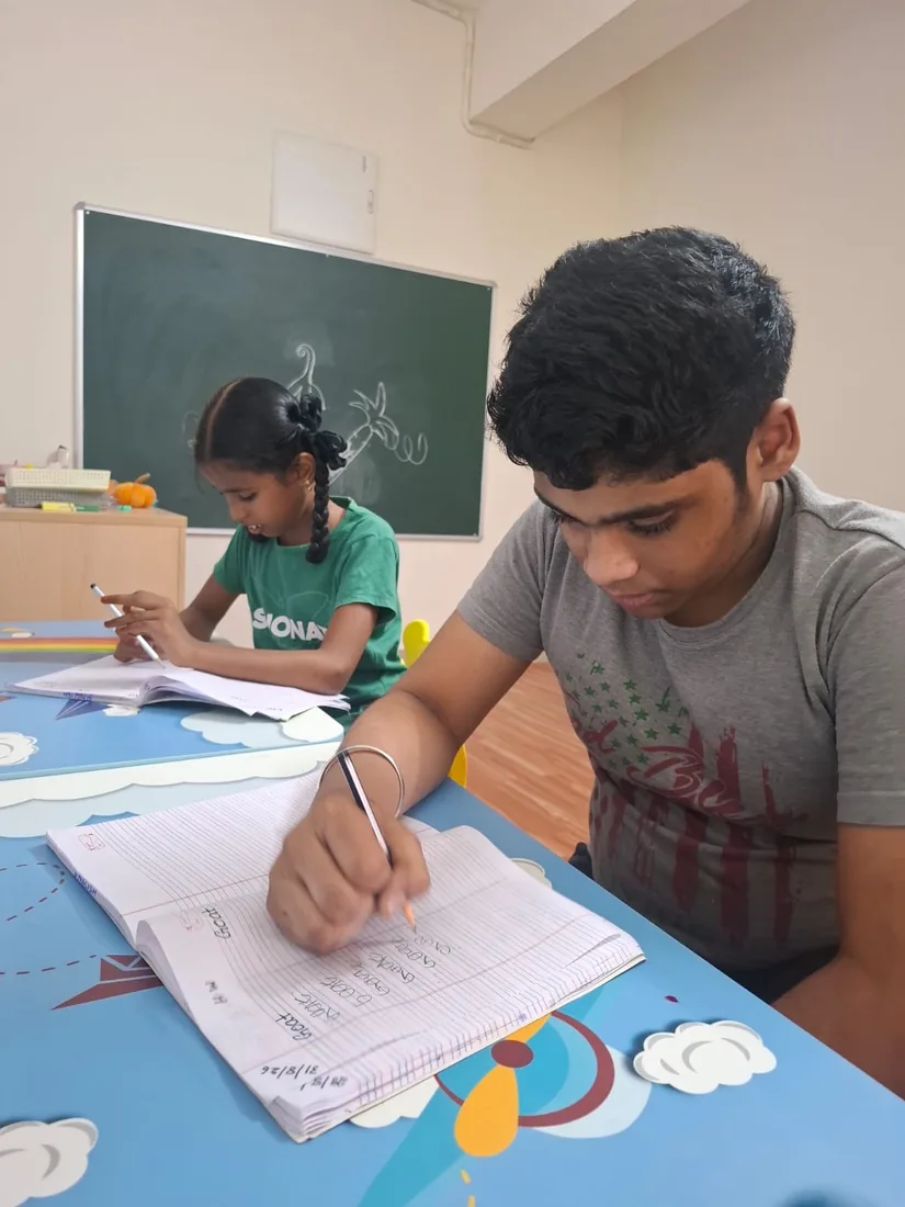 A student working on academics at their own pace